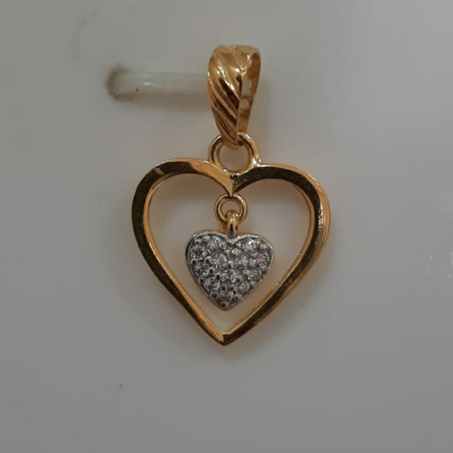 22k gold double heart shape cz pendant.