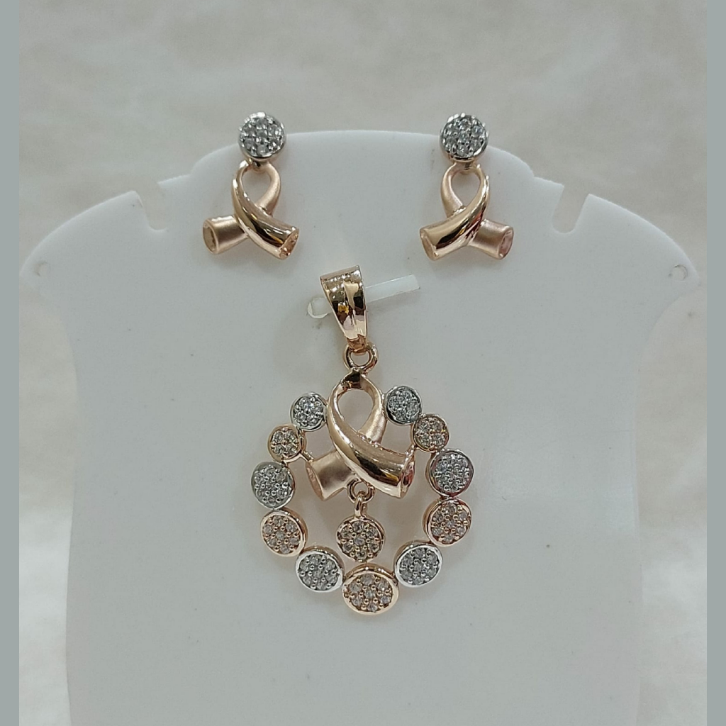 18k rose gold cz pendant set