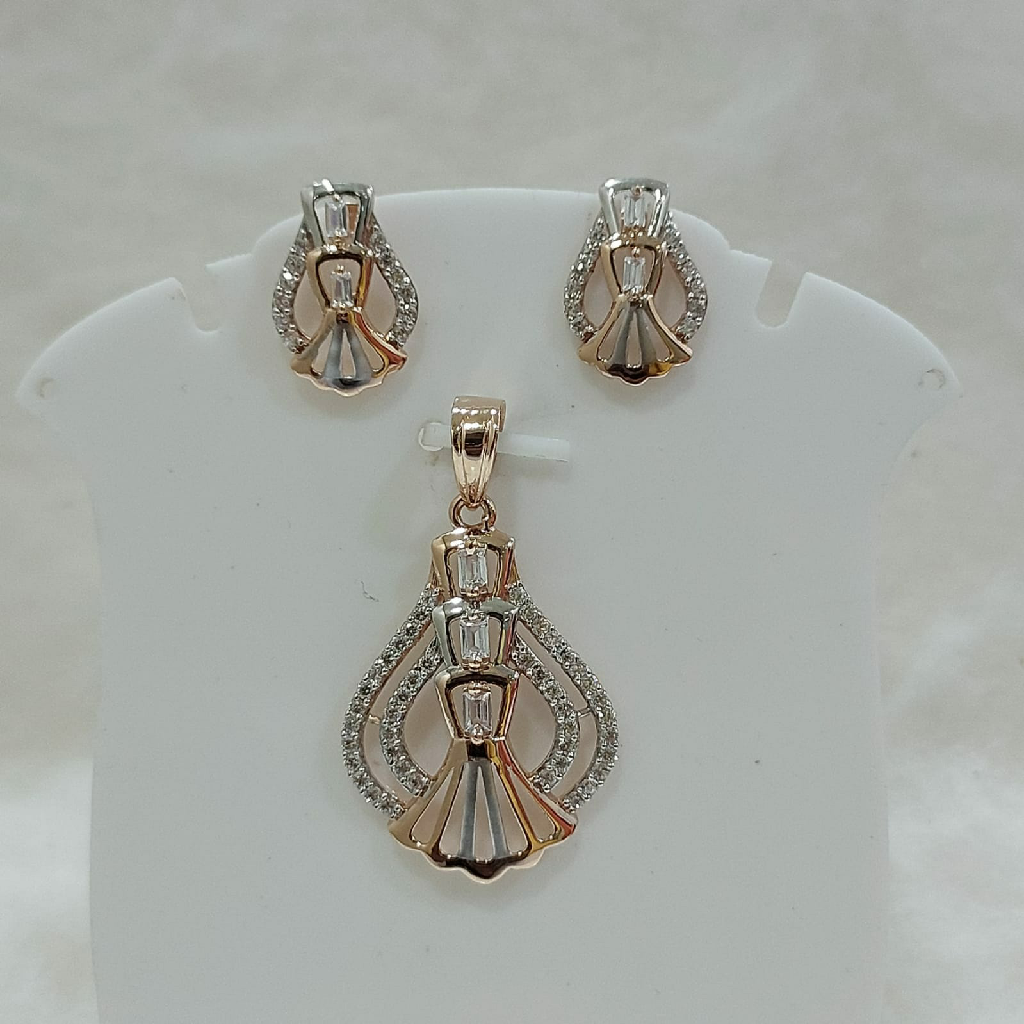 18k gold CZ rose gold pendant set