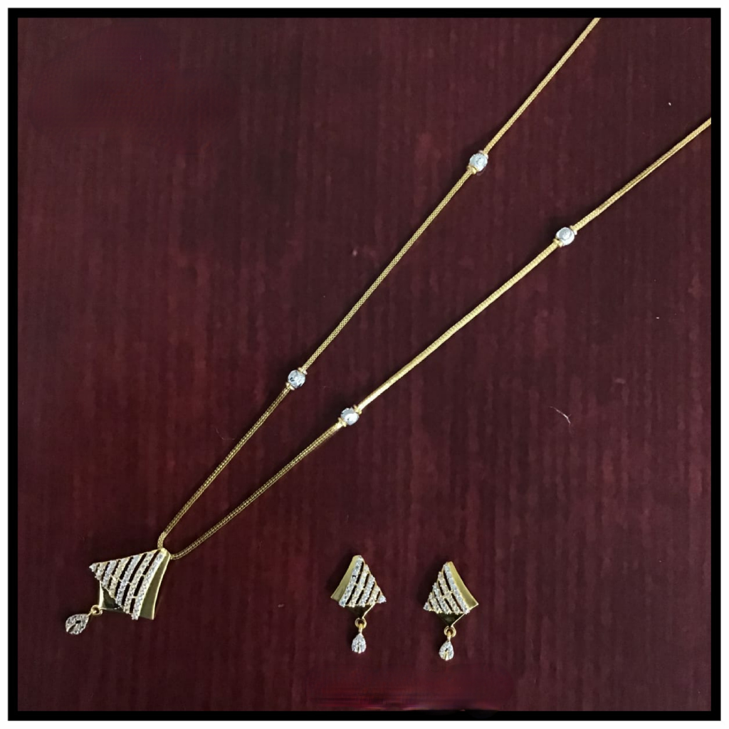 22k gold cz with long chain Necklace set