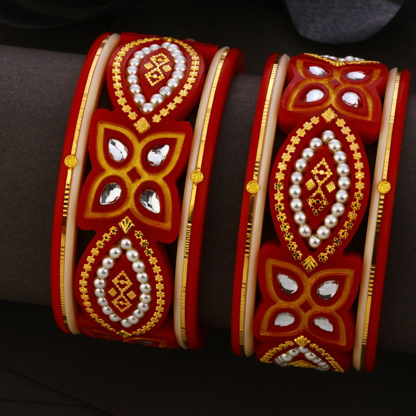916 gold red chuda bangle