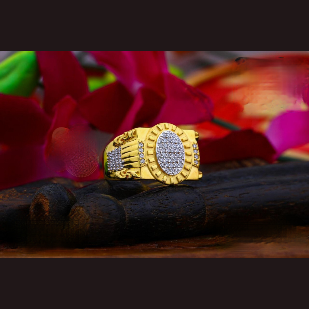 22k gold cz mens ring