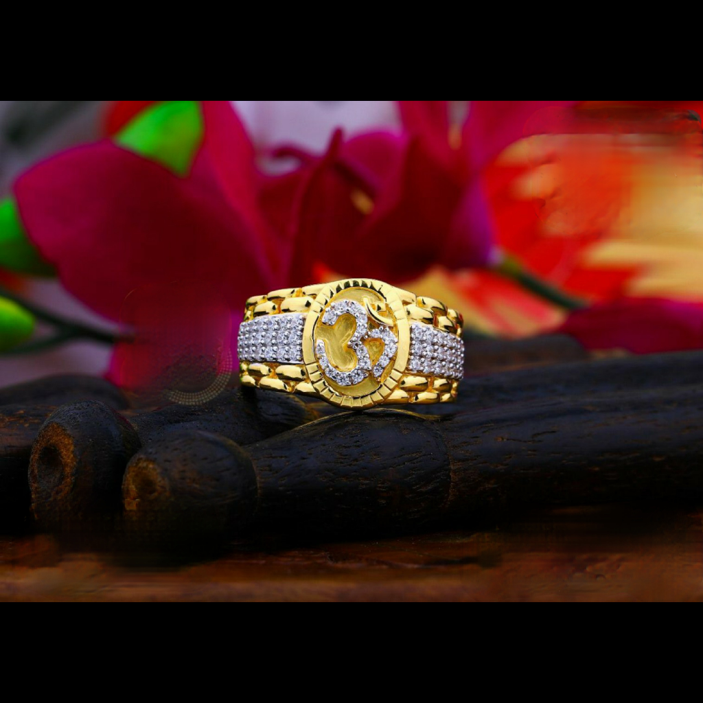 22k gold cz om ring