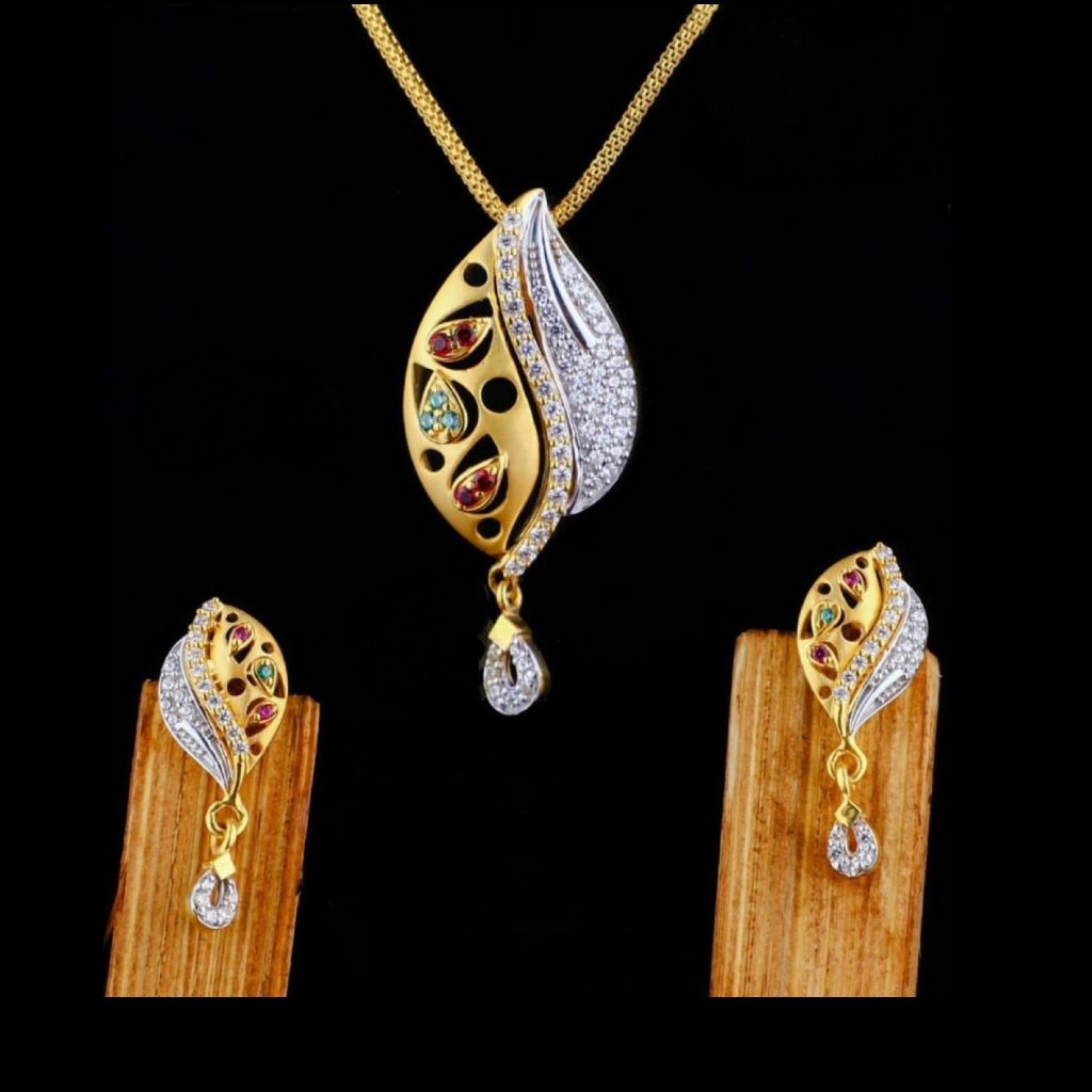 916 gold cz leave shape Necklace