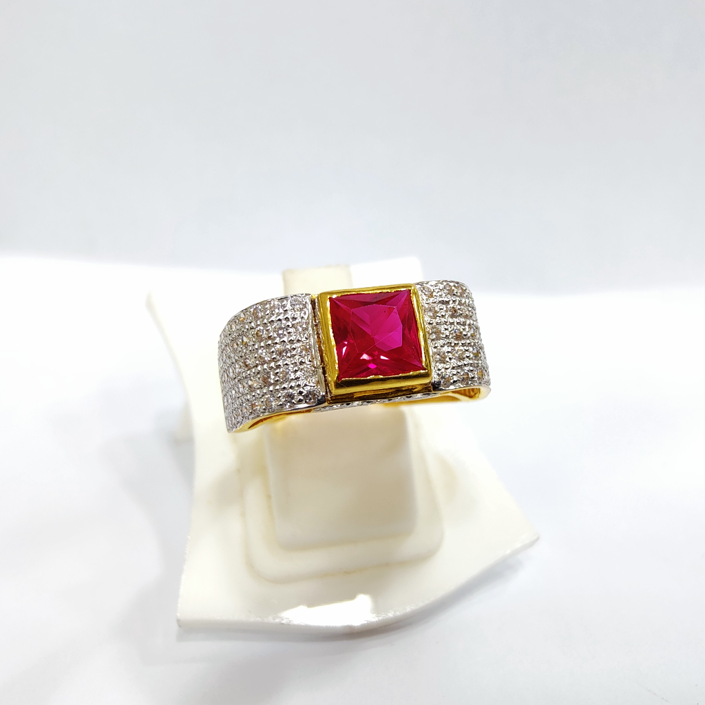 22KT Gold Pink Stone Ring For Men
