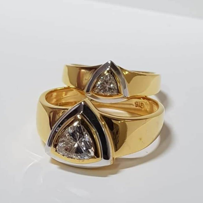 22k gold single stone couple ring