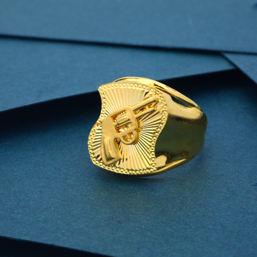22k plain gold Gun Design gents ring