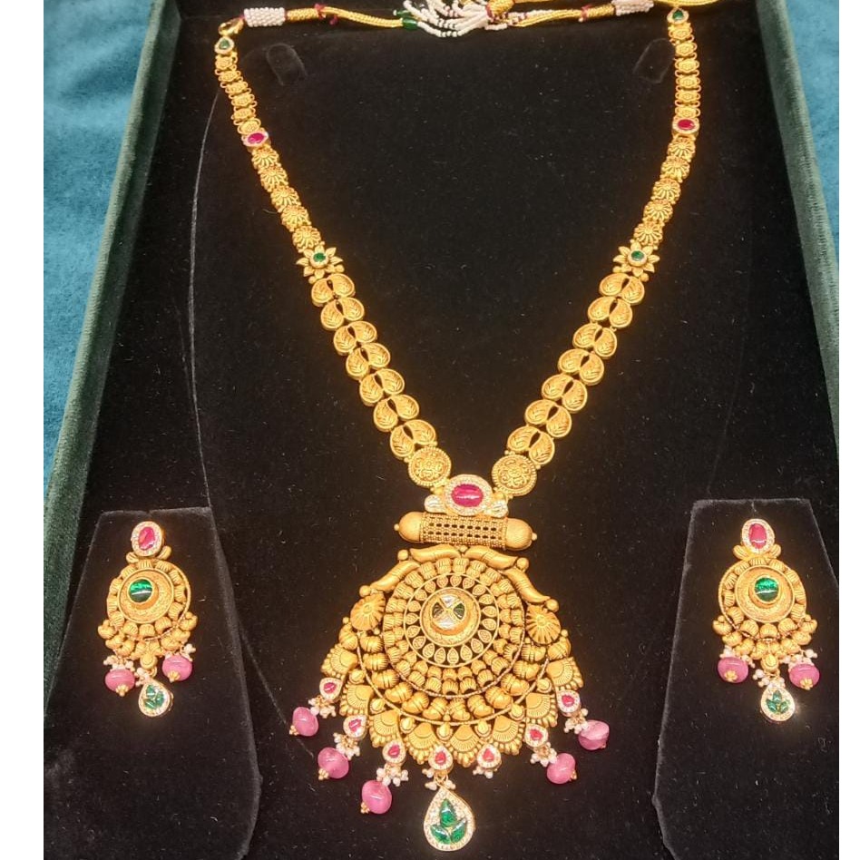 916 gold antique jadtar long set