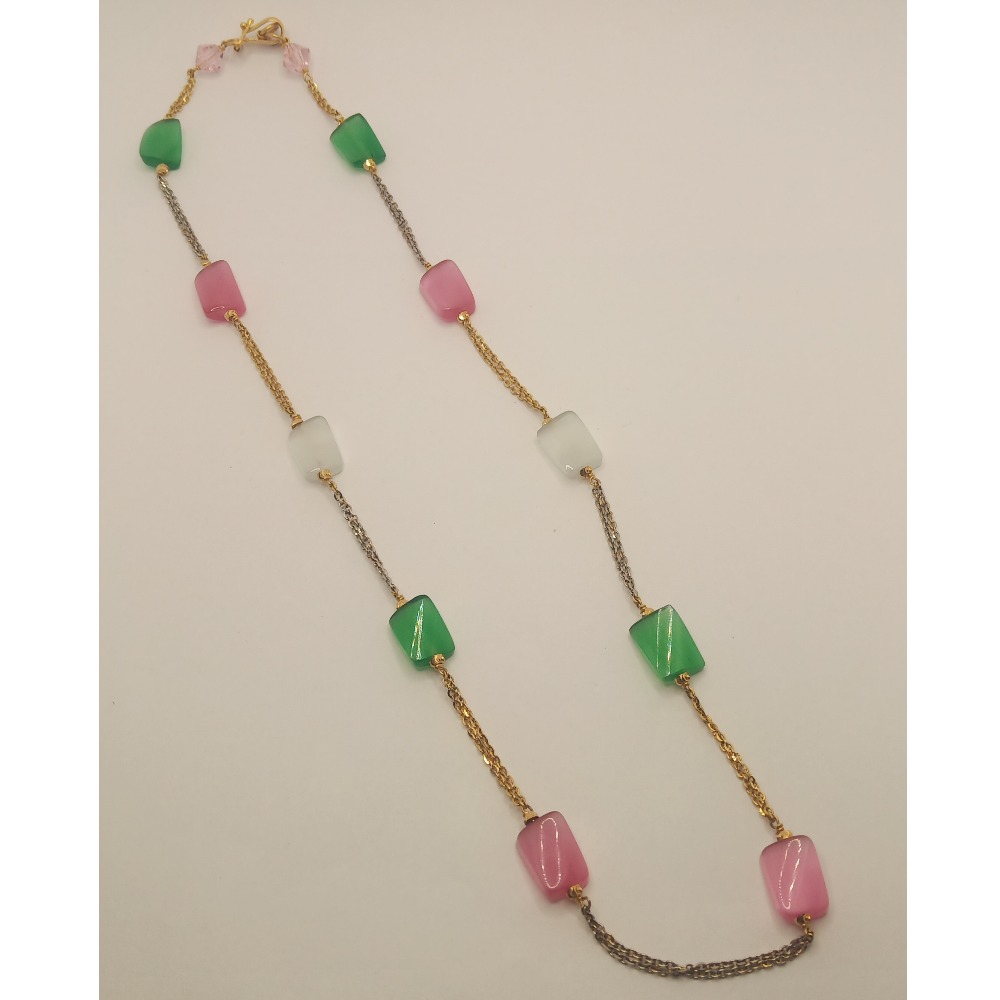 22k gold colorful stone mala