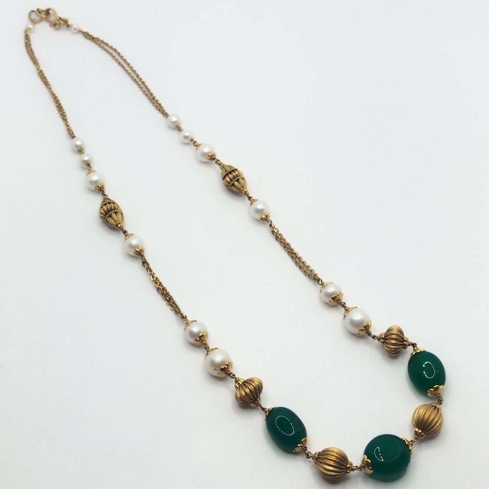 916 gold green stone mala