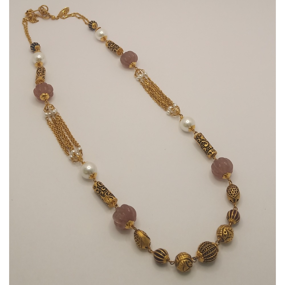 22k gold antique beads with stone mala