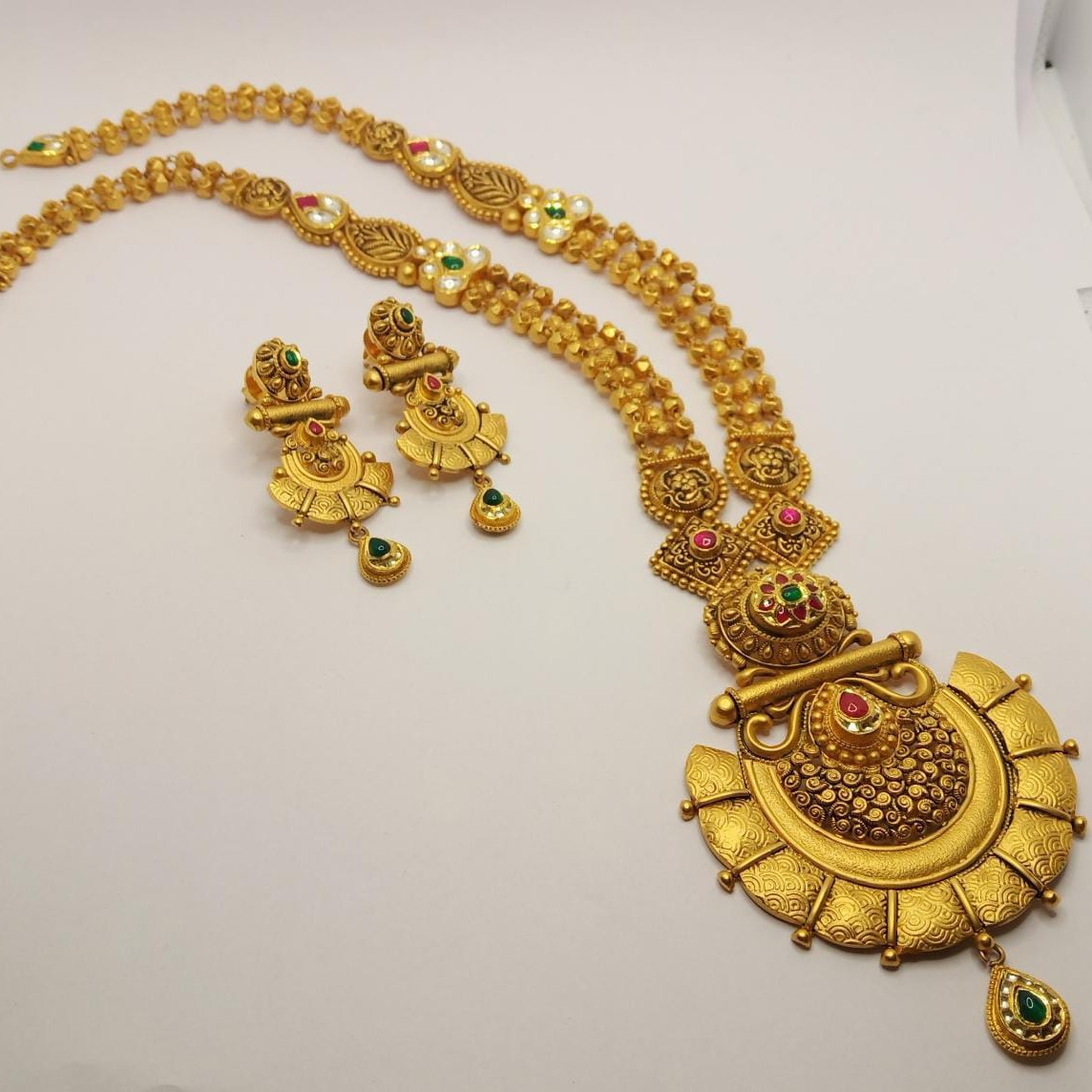 22K Gold Fancy Long Necklace Set