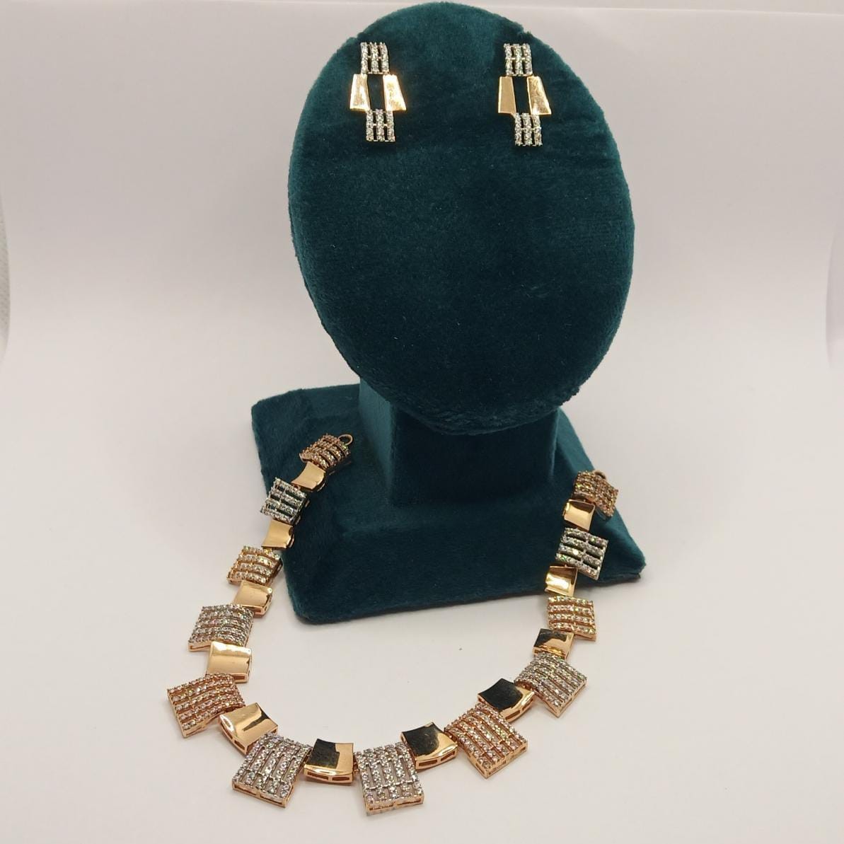 18K Rose Gold Square Design Necklace Set