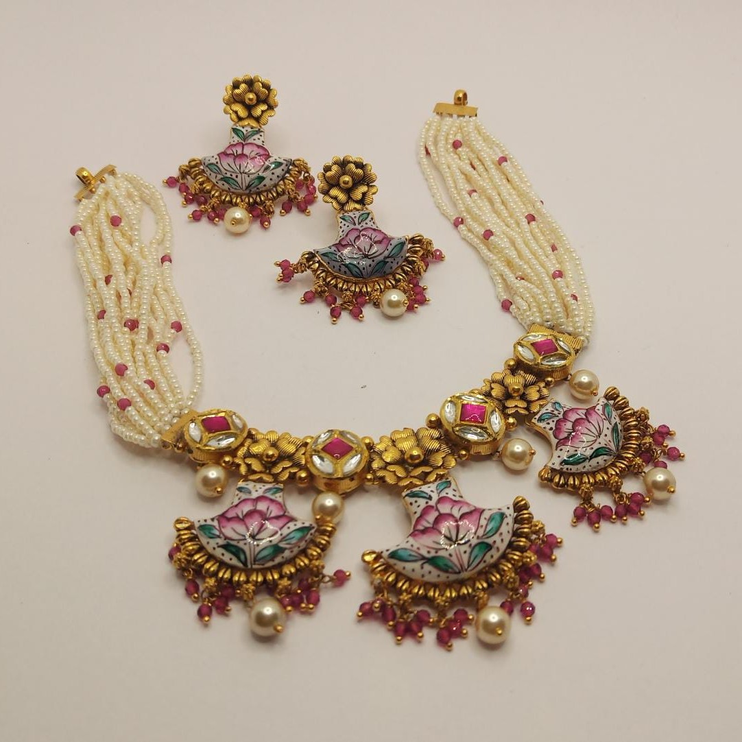 916 Gold Antique Long Necklace Set