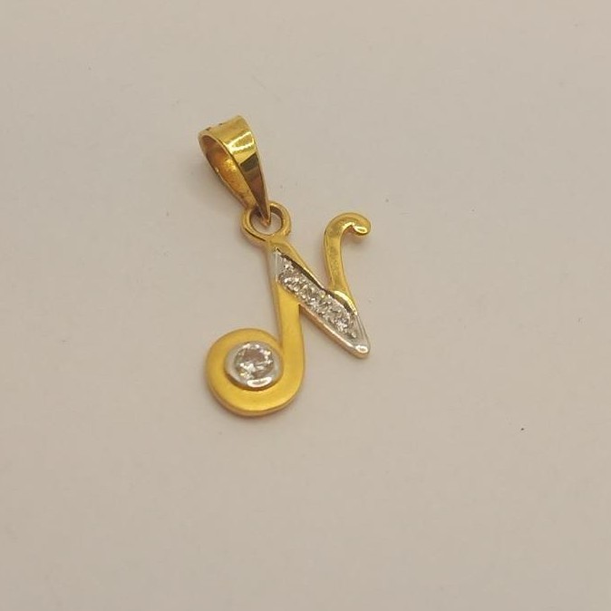 22k gold Name letter "N" pendant