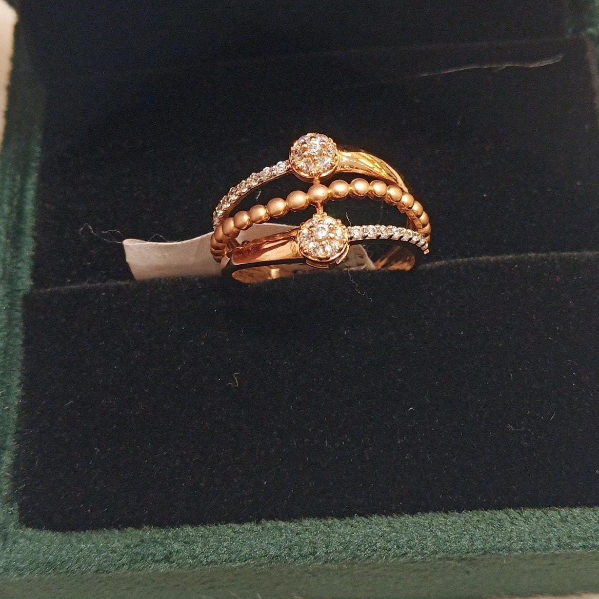 18K Gold 3 Line Ladies Ring