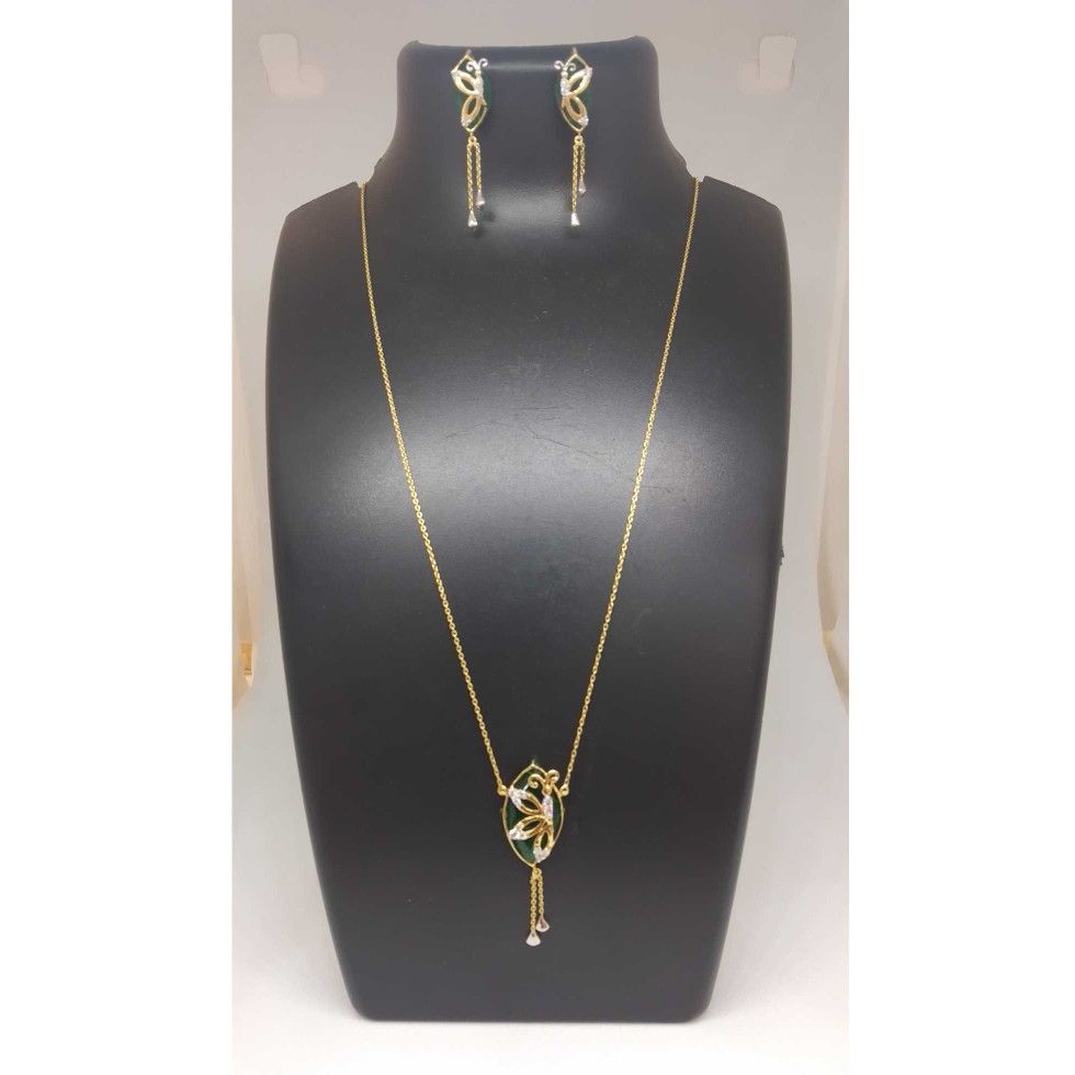 REAL DIAMOND BRANDED GOLD CHAIN PENDANT SET