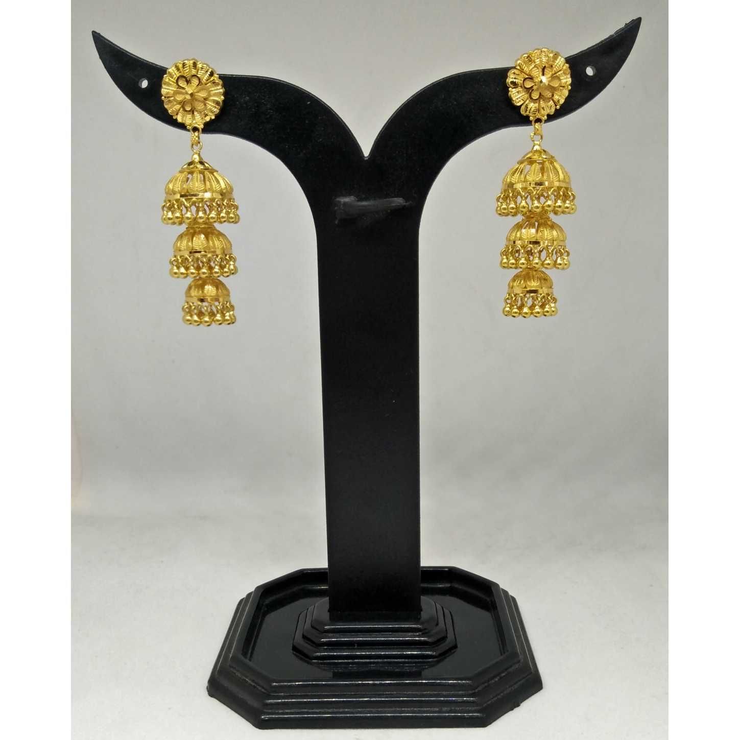 22 KT GOLD  3 STEP JUMMAR EARRING