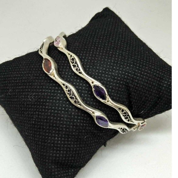 925 sterling silver stone design bangle