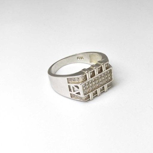925 Sterling Silver AD Diamond. Gents Ring