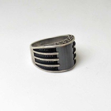 925 Sterling Silver Oxides Designed Gents Ring
