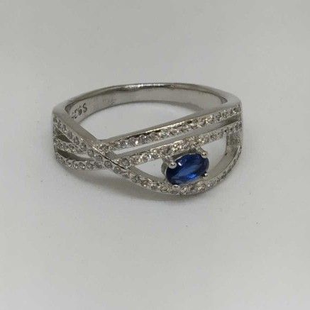 925 Sterling Silver  Fancy Diamond Ladies Ring