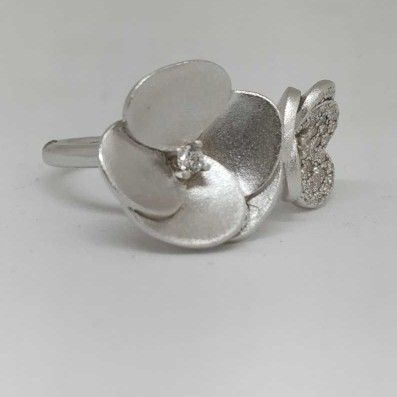 925 Sterling Silver Flower Designer Ladies Ring