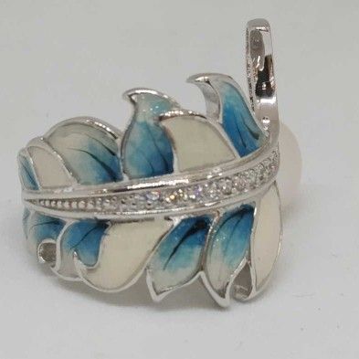 925 Sterling Silver Pearl Leaf Deg Ladies Ring