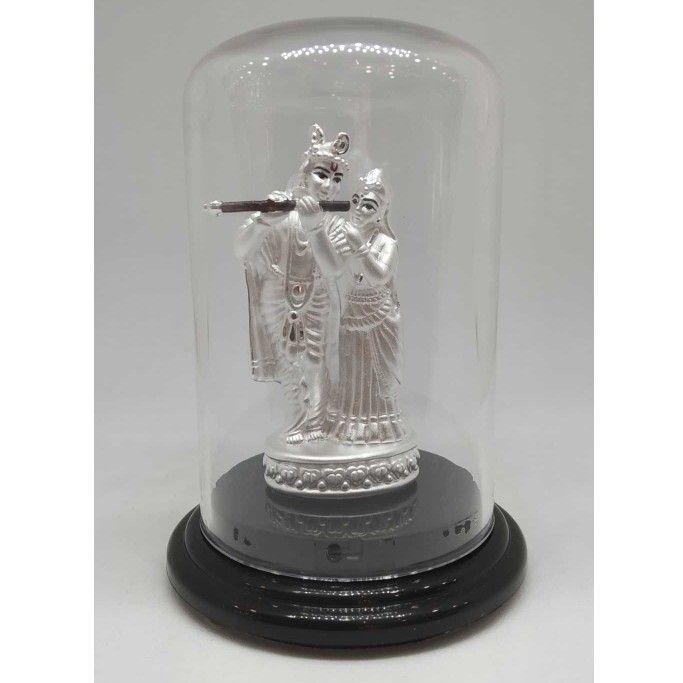 999 pure silver radha-krishna idols