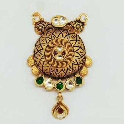 22 KT Gold Round Shape Oxidised Designer Pendant