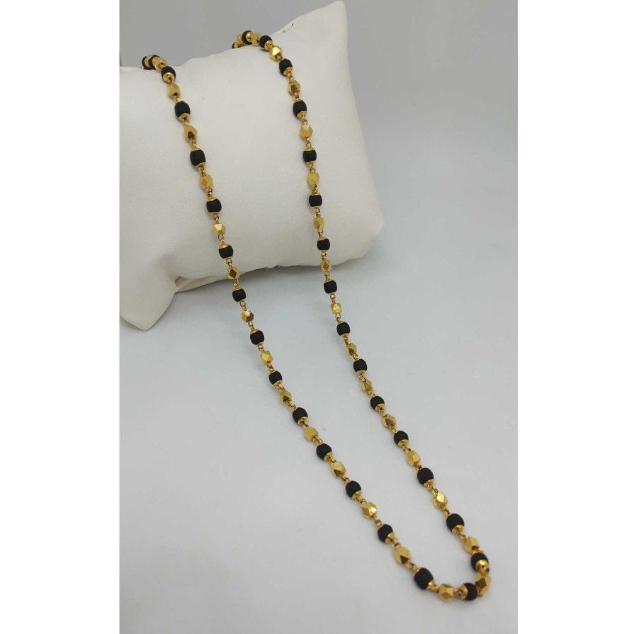 22 kr gold  black tulsi mala