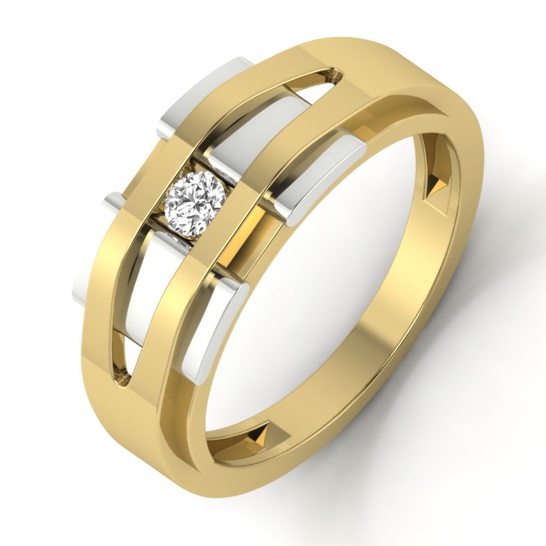 18KT Gold Roy Natural Diamond Solitaire Engagement Gents Ring