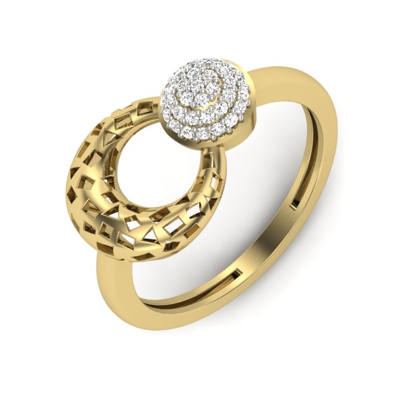18KT Yellow Gold Designer Diamond Amaryllis Ring
