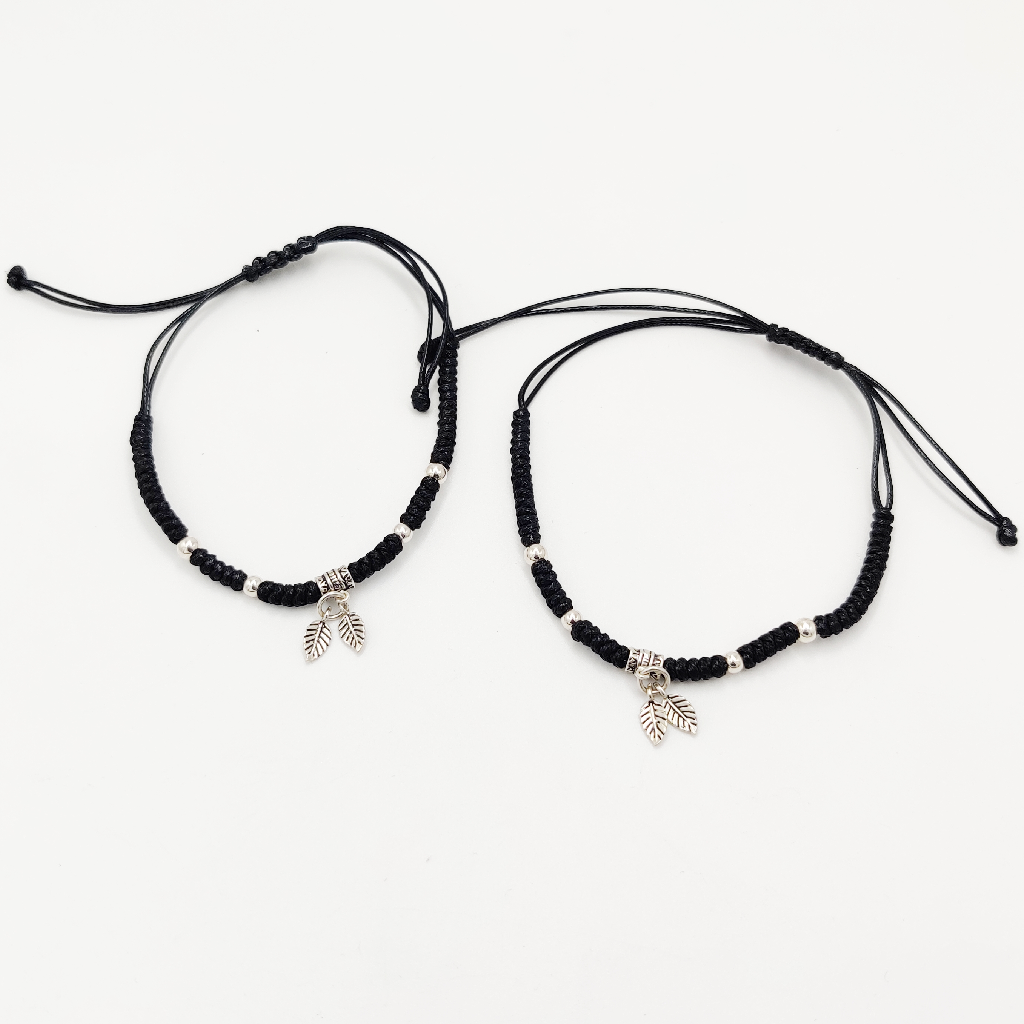 925 Sterling Silver Black Thread Anklets