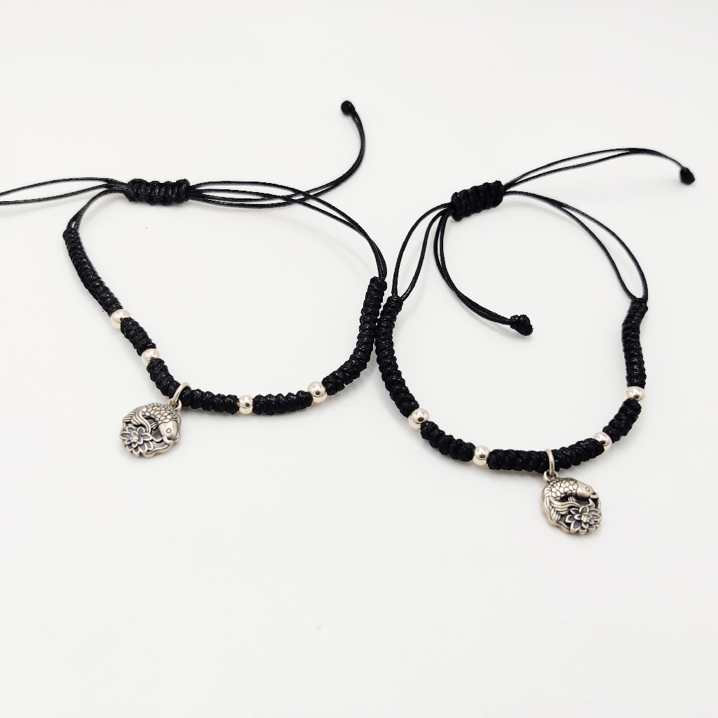 925 Sterling Silver Black Thread Anklets