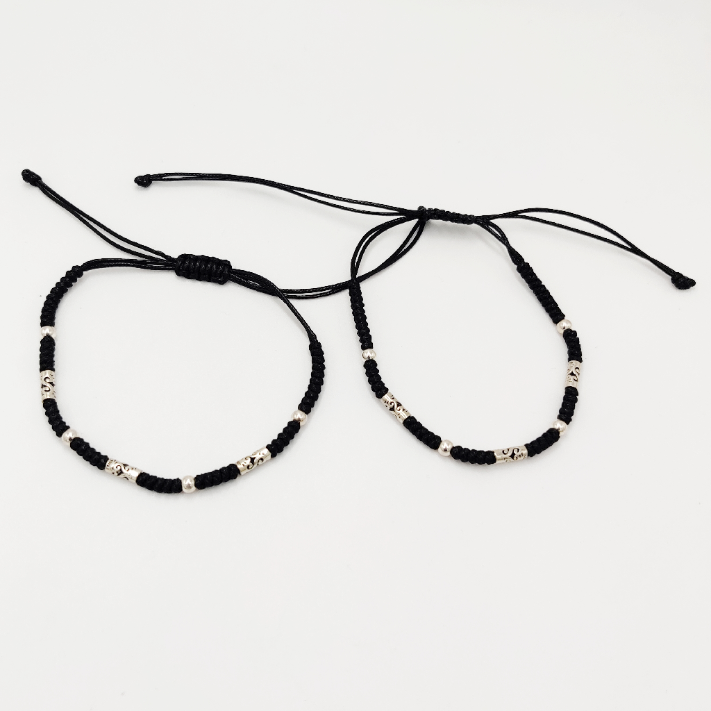 925 Sterling Silver Black Thread Anklets