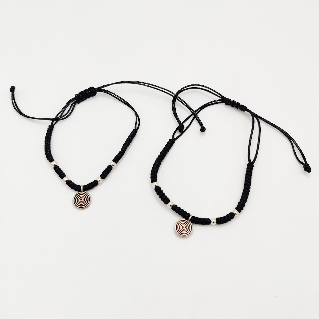 925 Sterling Silver Black Thread Anklets