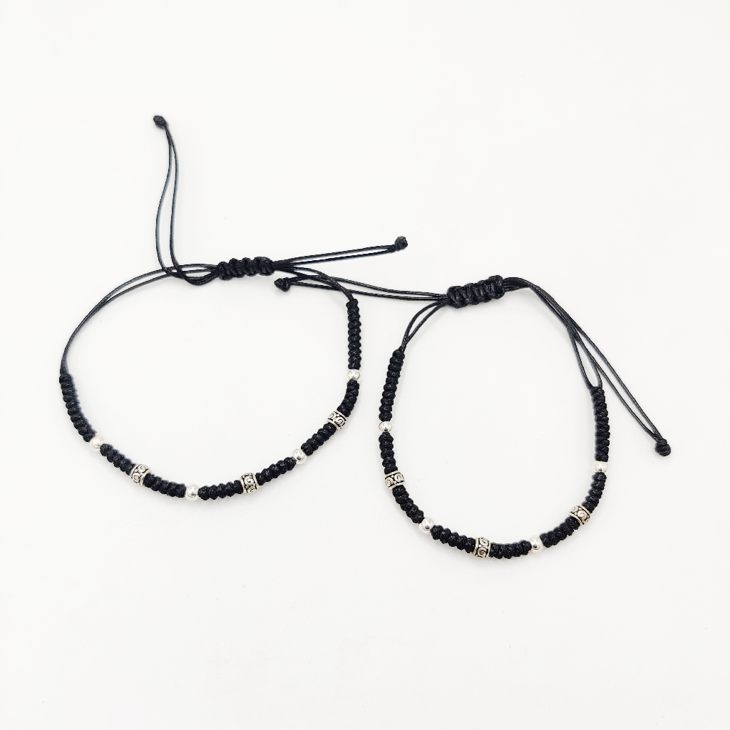 925 Sterling Silver Black Thread Anklets