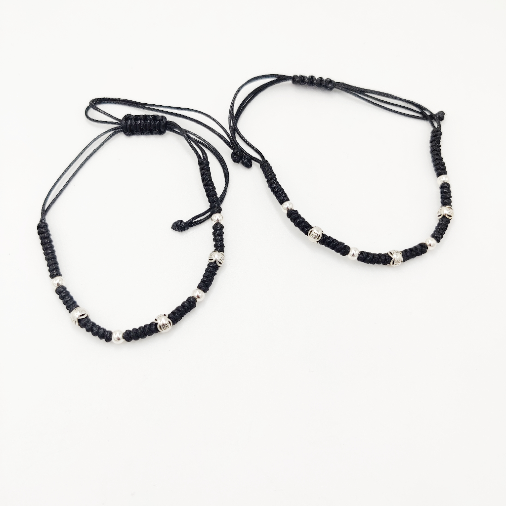 925 Sterling Silver Black Thread Anklets