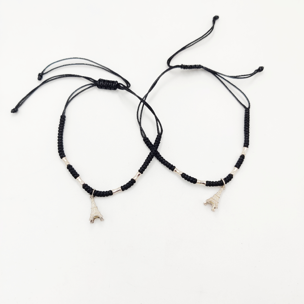 925 Sterling Silver Black Thread Anklets
