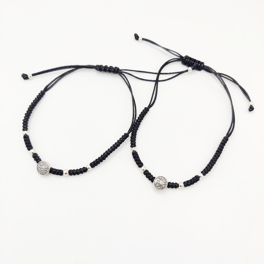 925 Sterling Silver Black Thread Anklets