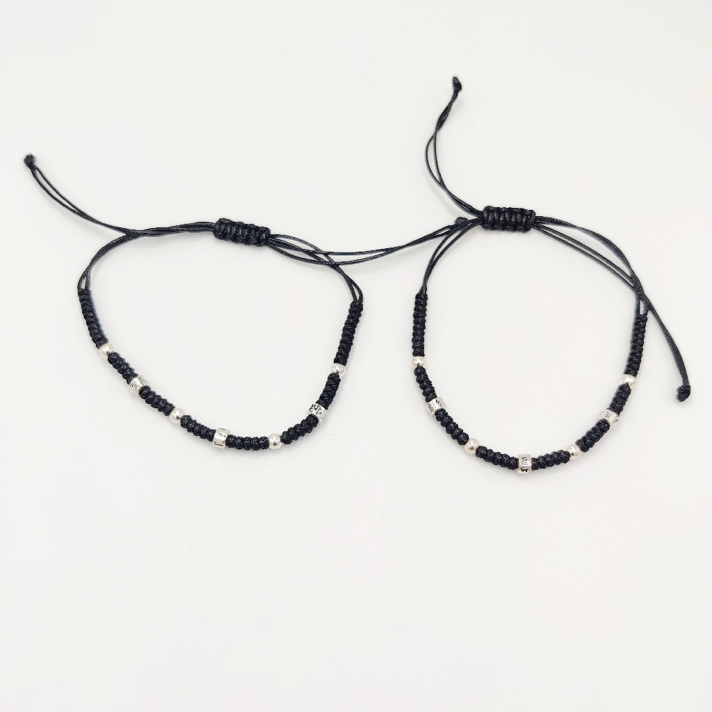 925 Sterling Silver Black Thread Anklets