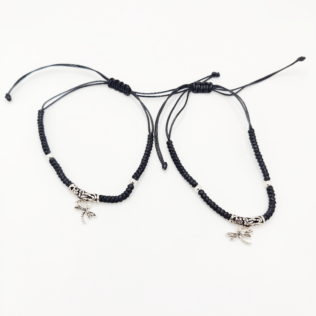 925 Sterling Silver Black Thread Anklets