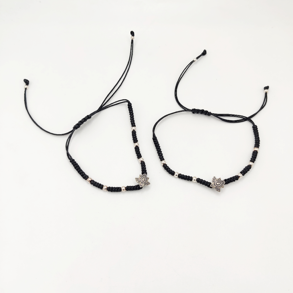 925 Sterling Silver Black Thread Anklets