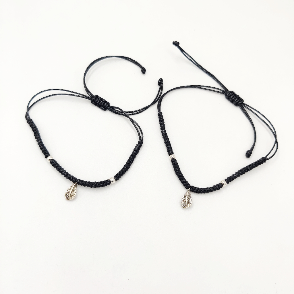 925 Sterling Silver Black Thread Anklets