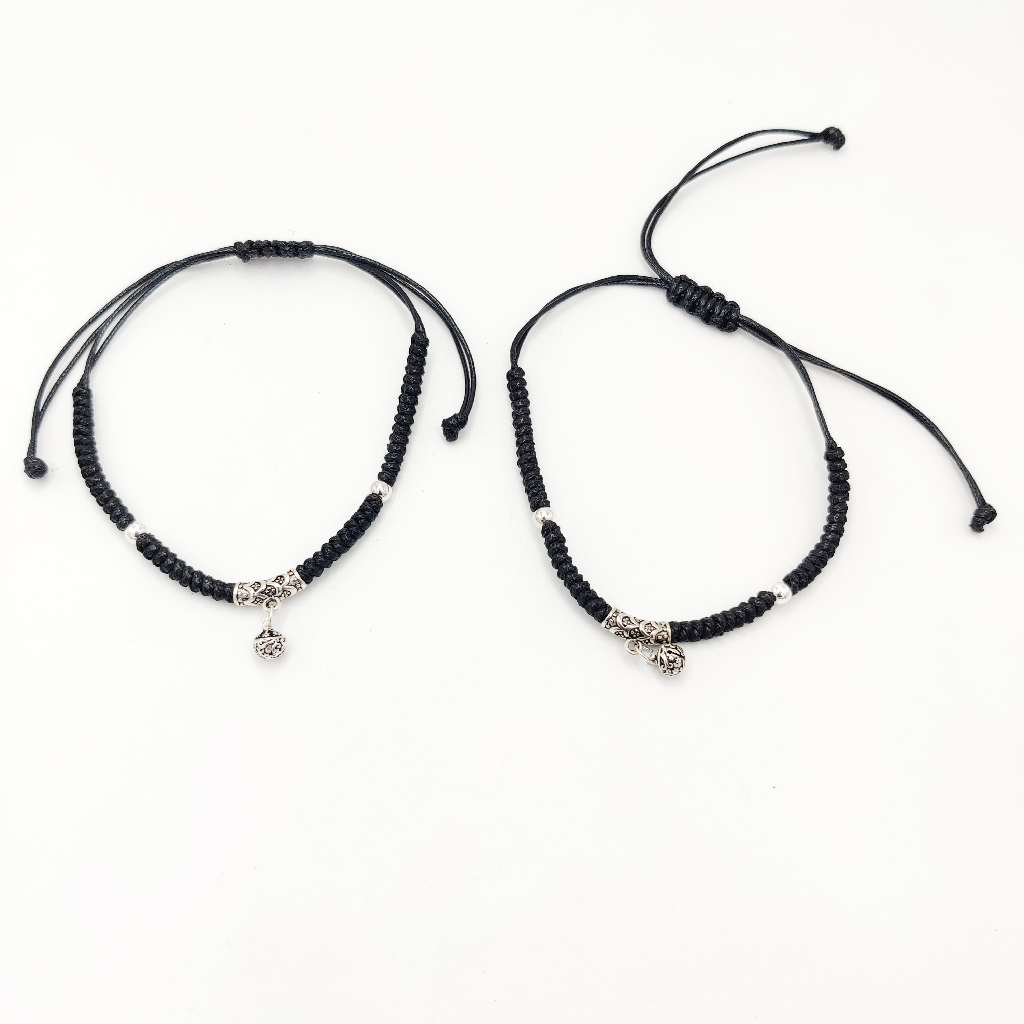 925 Sterling Silver Black Thread Anklets