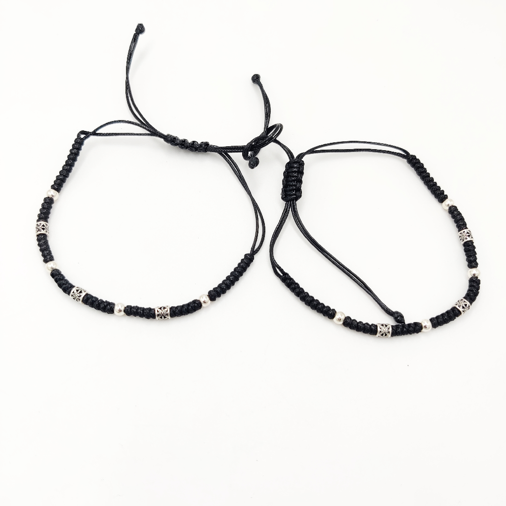925 Sterling Silver Black Thread Anklets