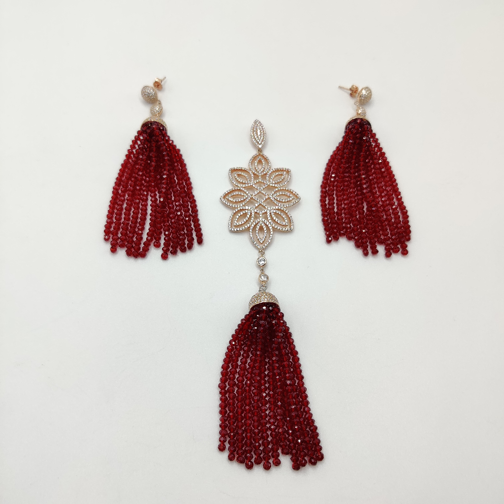 925 Sterling Silver Crystal Pendant Set