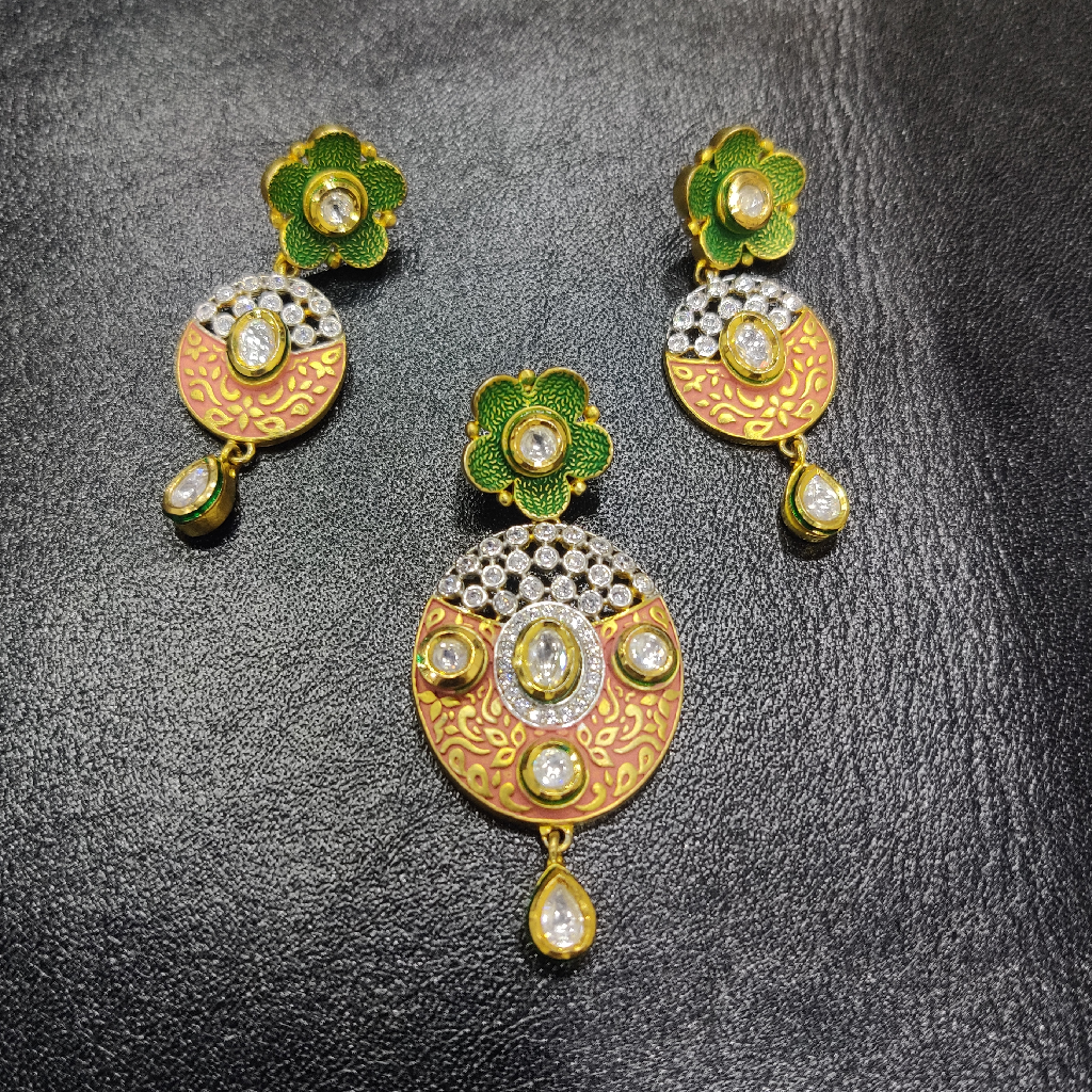 925 silver antique fusion gold polish pendant set