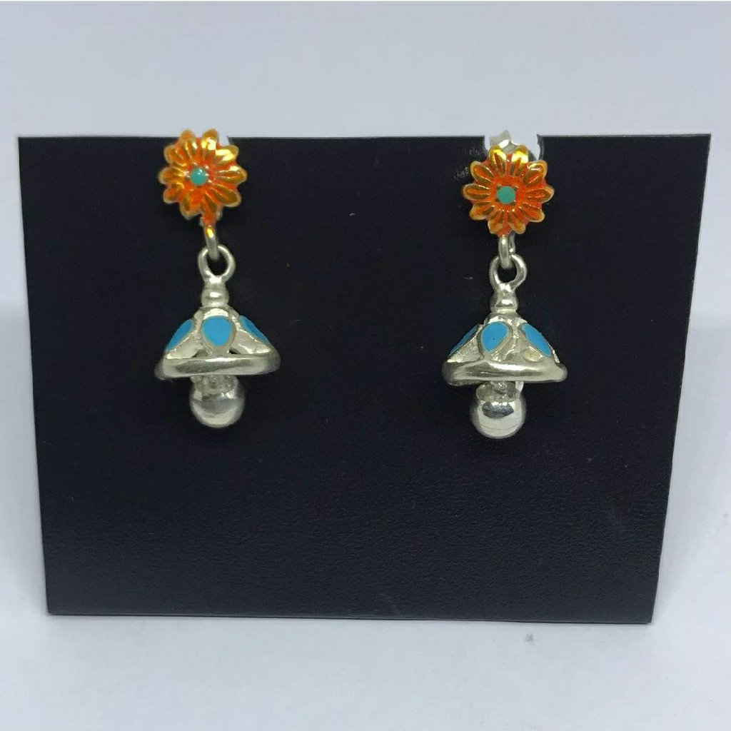 925 silver enamel jhumka earrings
